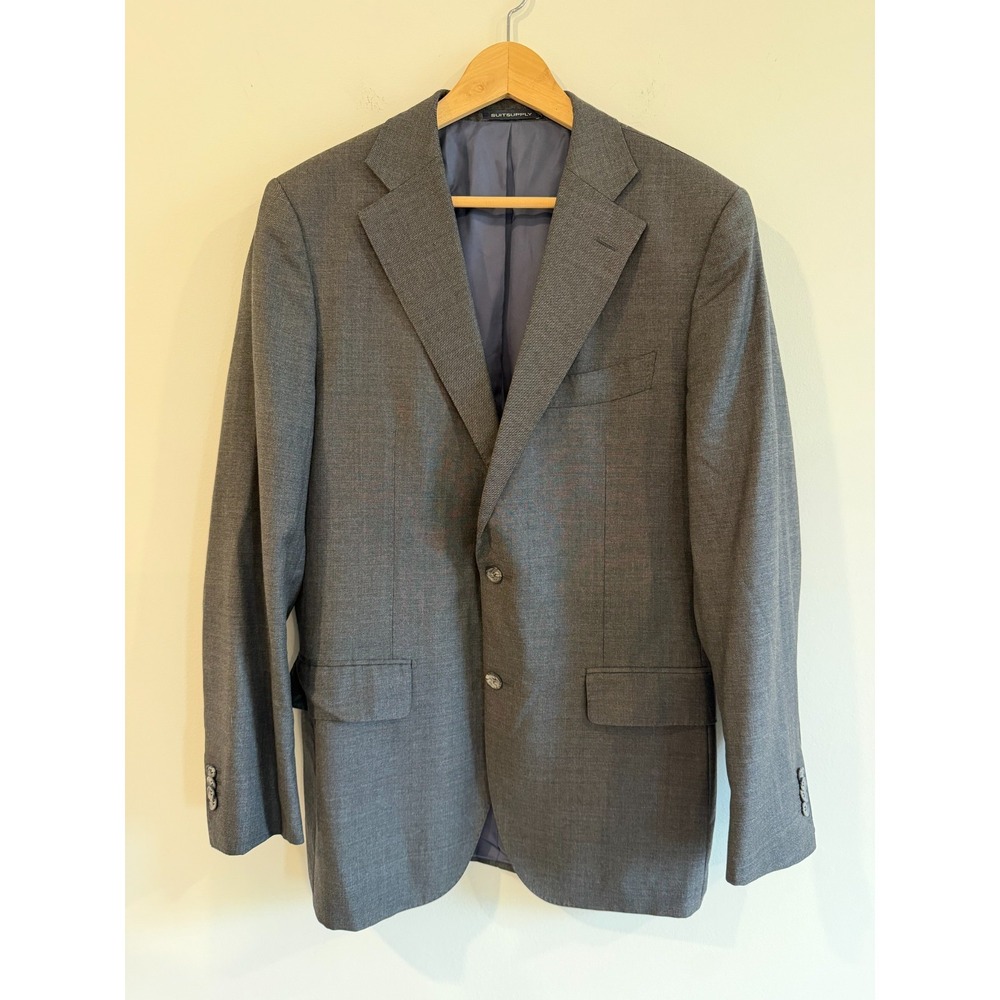 Suit Supply Lazio Gray Barberis Italian Wool Slim Sport Coat Jacket Blazer 44 L